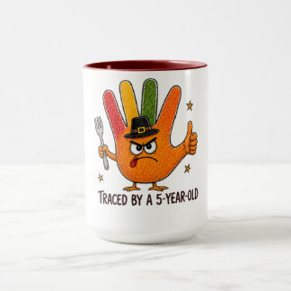 Mug Dinde de Thanksgiving tracée par une main d'enfant