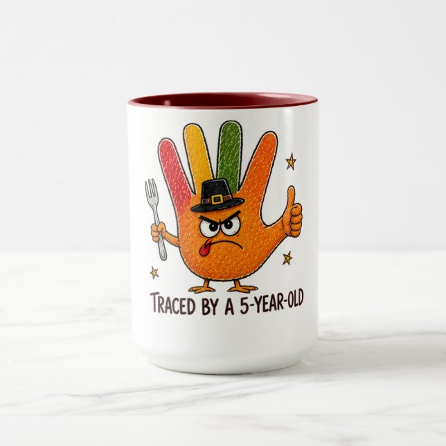 Mug Dinde de Thanksgiving tracée par une main d'enfant (Centre)