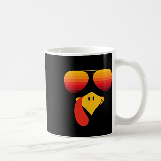 Mug Dinde drôle de Thanksgiving avec des lunettes de s (Droite)