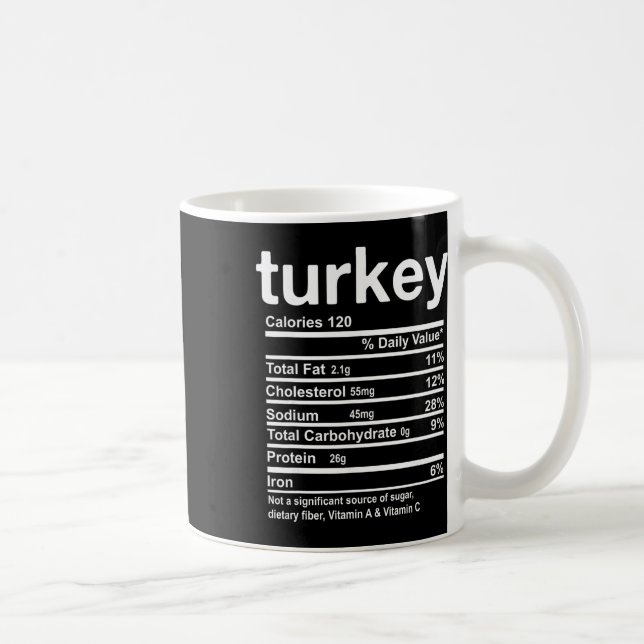 Mug Dinde Faits Nutritionnels Drôle de Thanksgiving No (Droite)