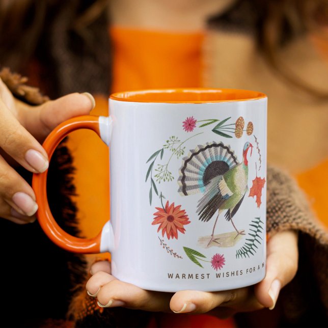 Mug Dinde florale de Thanksgiving  (Créateur téléchargé)