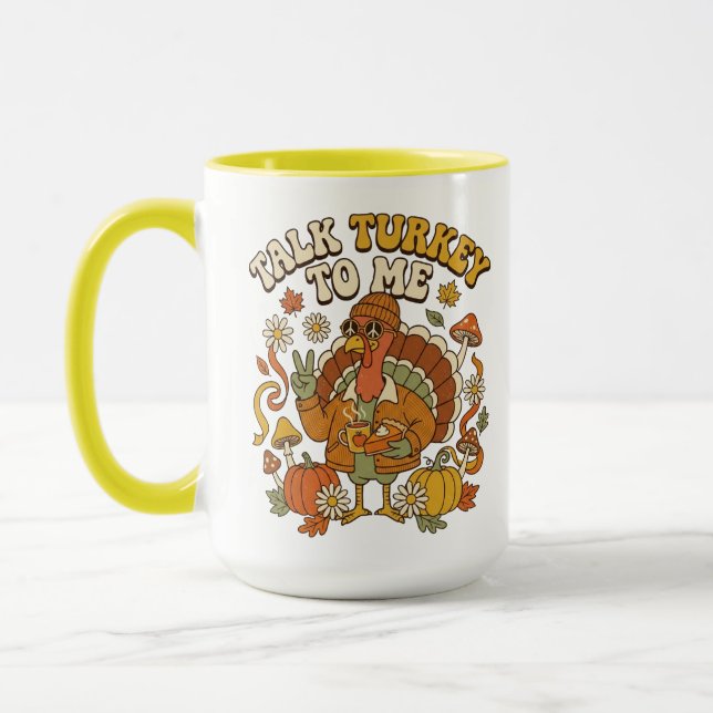Mug Dinde Groovy Automne Pause Café (Gauche)
