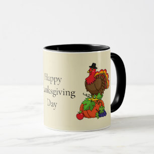 Mug Dinde mignonne avec la récolte de Thanksgiving   P