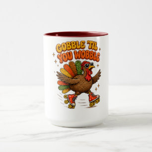 Mug Dindon à patins à roulettes de Thanksgiving Gobble