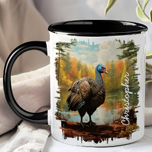 Mug Dindon au bord du lac de la forêt automnale