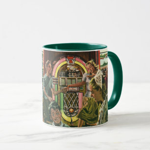 Mug Dîner vintage en famille à un dîner avec Jukebox