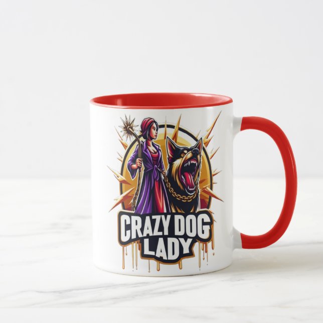 Mug Dingue Femme De Chien Avec Son Chien De Garde De F (Droite)