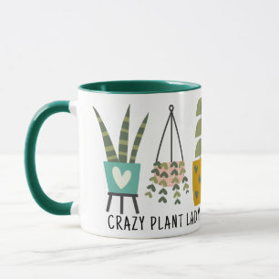 Mug Dingue Plante Lady Fun Postal Plante Green