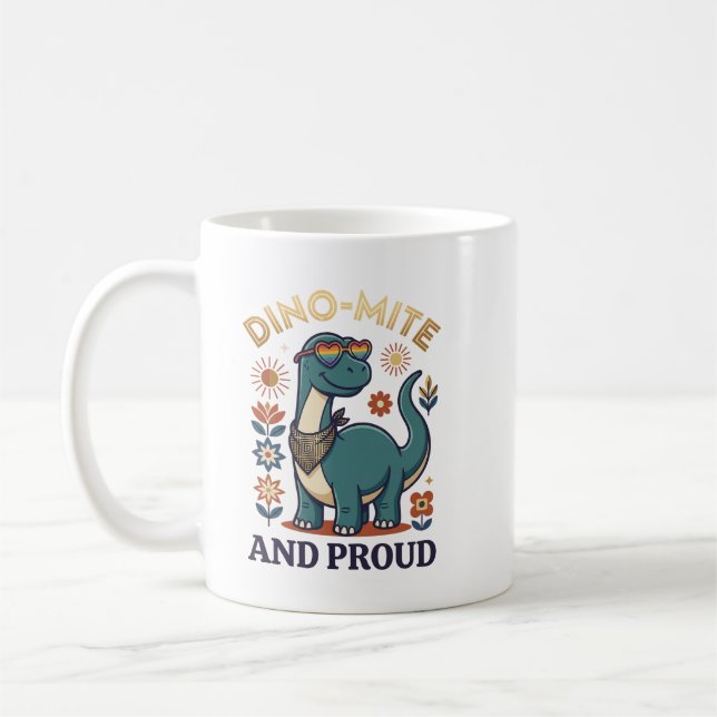 Mug Dino-Mite et Fier Punaiserie de Dinosaure Drôle (Gauche)