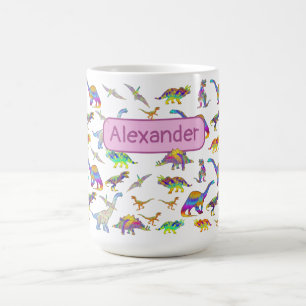 Mug Dinosaur coloré monogrammed filles