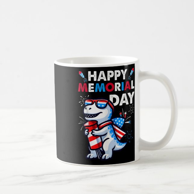 Mug Dinosaur Juillet 4 Feu d'artifice Drapeau américai (Droite)