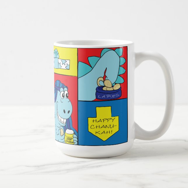 Mug Dinosaur Latke Hanukkah Joyeux Chanouka (Droite)