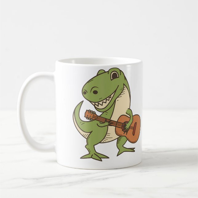 Mug Dinosaur Playing Guitar Shirt  Cool Dino Music Lov (Gauche)
