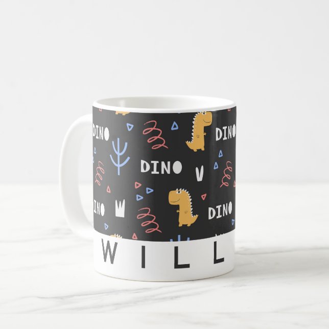 Mug Dinosaure amusant Café-Mug Personnalisé pour enfan (Devant gauche)