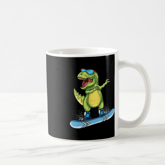 Mug Dinosaure cool snowboard ski dabbing T Rex neige (Droite)