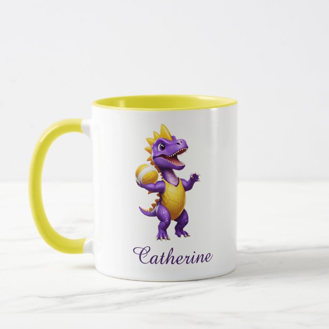 Mug Dinosaure de volley-ball mauve (Gauche)