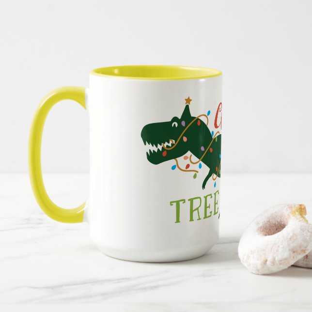 Mug Dinosaure Décoré Arbre De Noël Rex (Avec donut)
