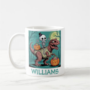 Mug Dinosaure d'Halloween Skeleton équitation personna