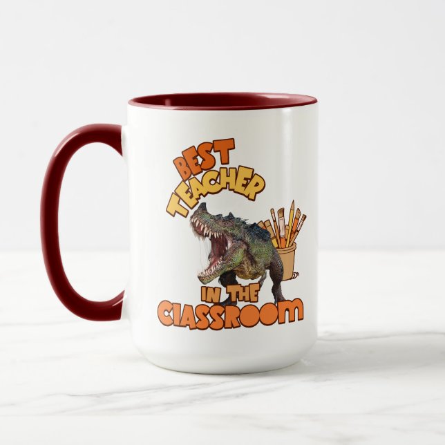 Mug Dinosaure Dinosaure meilleur enseignant dans la cl (Gauche)