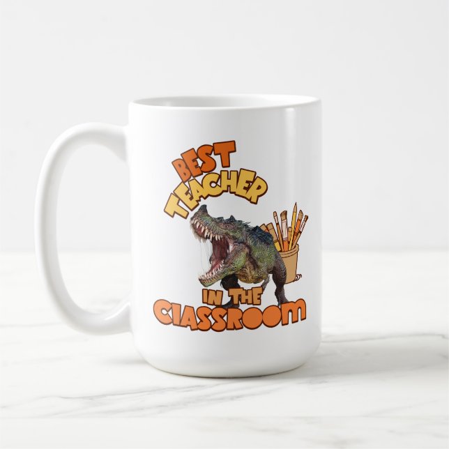 Mug Dinosaure Dinosaure meilleur enseignant dans la cl (Gauche)