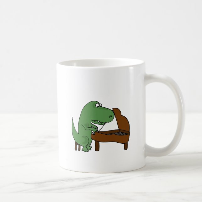 Mug Dinosaure drôle de T-Rex jouant le piano (Droite)
