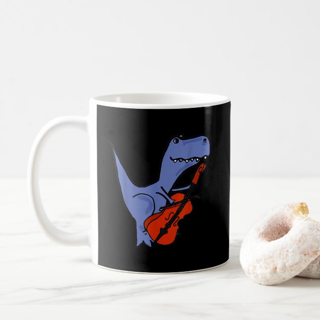 Mug Dinosaure Drôle Jouer Cello (Avec donut)