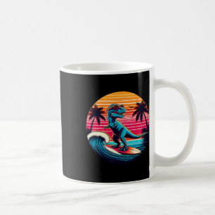 Mug Dinosaure drôle surfant sur le coucher de soleil r