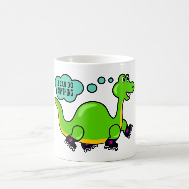 Mug Dinosaure frais de bande dessinée patinant au (Centre)