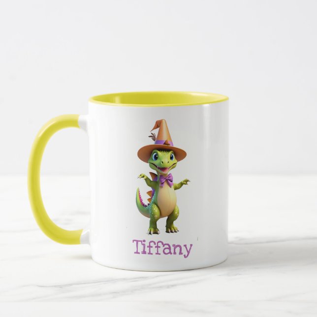Mug Dinosaure magicien vert mignon (Gauche)
