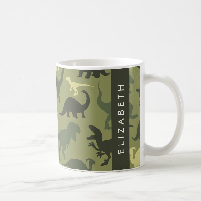 Mug Dinosaure Motif, Dinosaur Silhouette, Votre Nom (Droite)