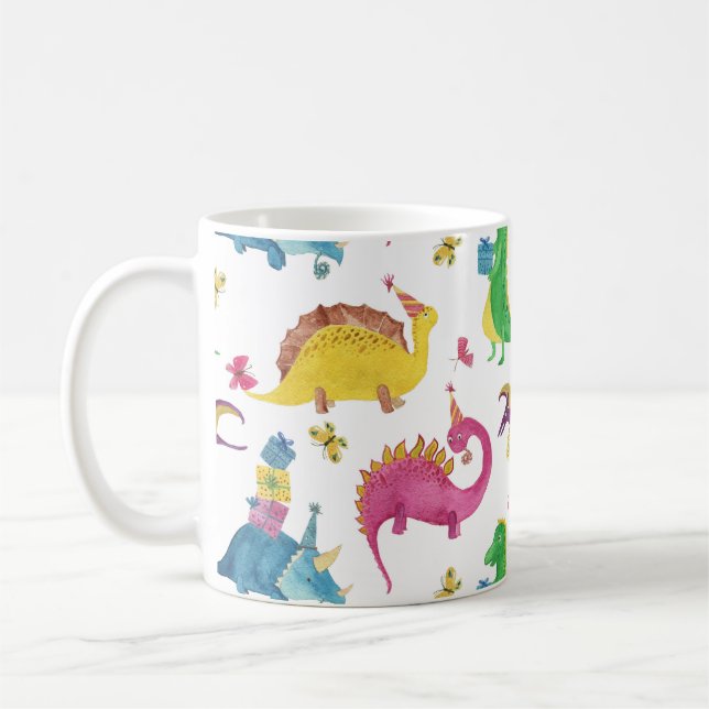 Mug Dinosaure party : motif aquarelle. (Gauche)