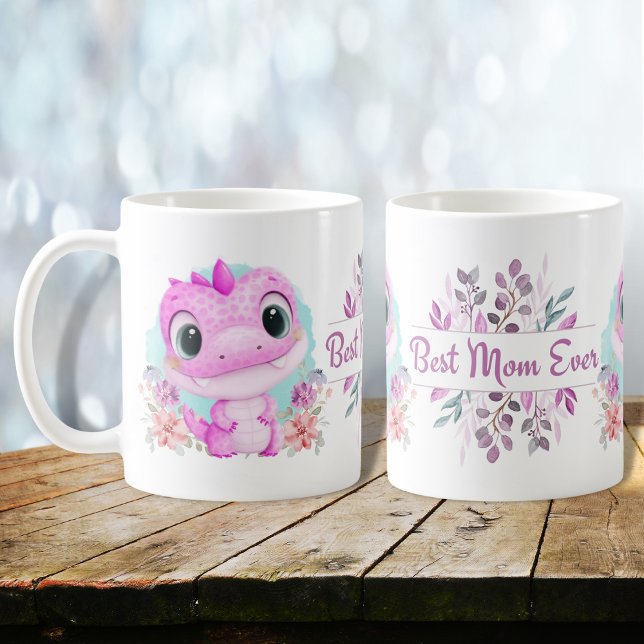 Mug Dinosaure Rose Cute Floral Meilleure Maman Jamais (Créateur téléchargé)