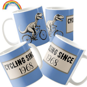 Mug Dinosaure sur un vélo d'anniversaire cycliste Dino