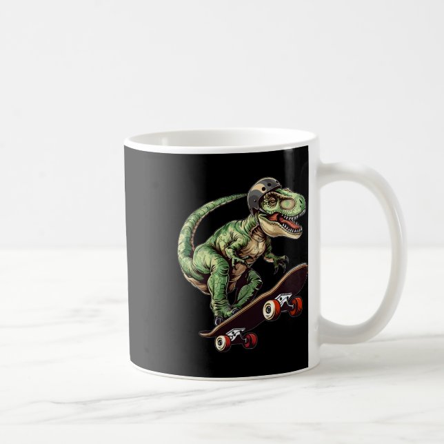Mug Dinosaure T Rex Drôle Sur Skateboard Skateboard K (Droite)