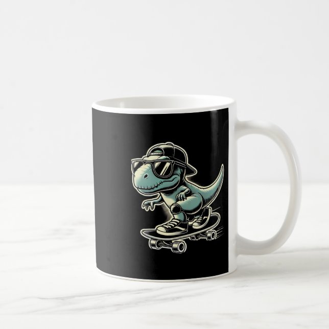 Mug Dinosaure T Rex Skateboard Drôle Rétro Planche à R (Droite)