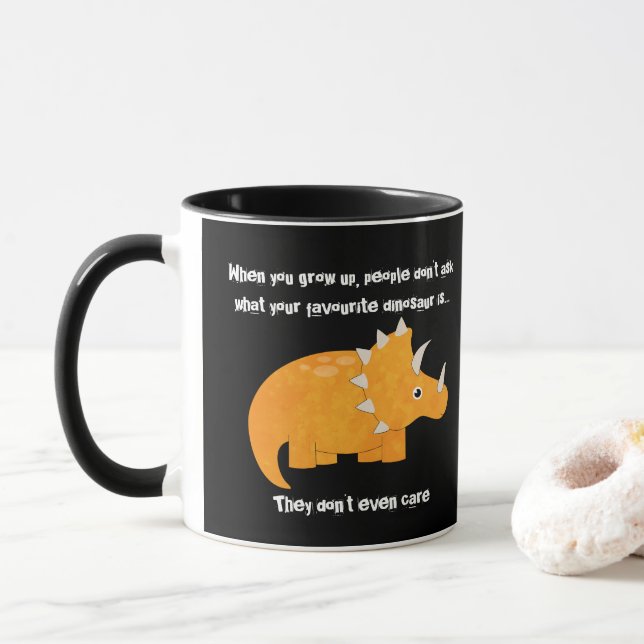 Mug Dinosaure Tricératops favori Citation drôle (Avec donut)