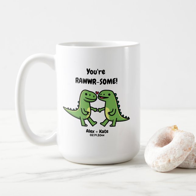 Mug Dinosaure Valentines (Avec donut)
