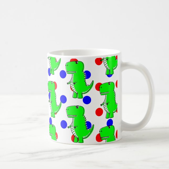 Mug Dinosaure Vert bleu Polka Motif (Droite)