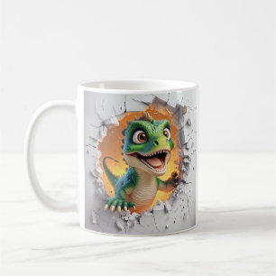 Mug Dinosaure Vert Dessin Dinosaure Joyeusement Briser