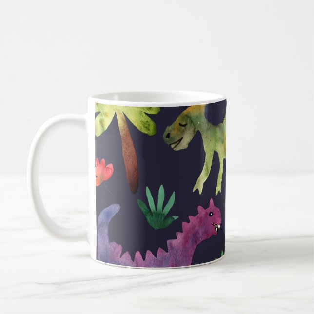Mug Dinosaures floraux : Aquarelle (Gauche)
