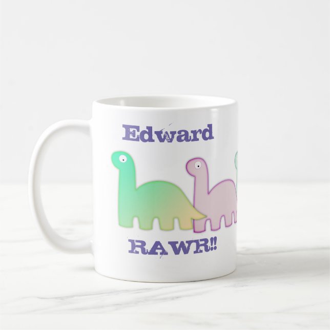 Mug Dinosaures Mignons Couleurs Pastel (Gauche)