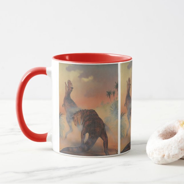 Mug Dinosaures Vintage, Carnotaurus rugissant dans la  (Avec donut)