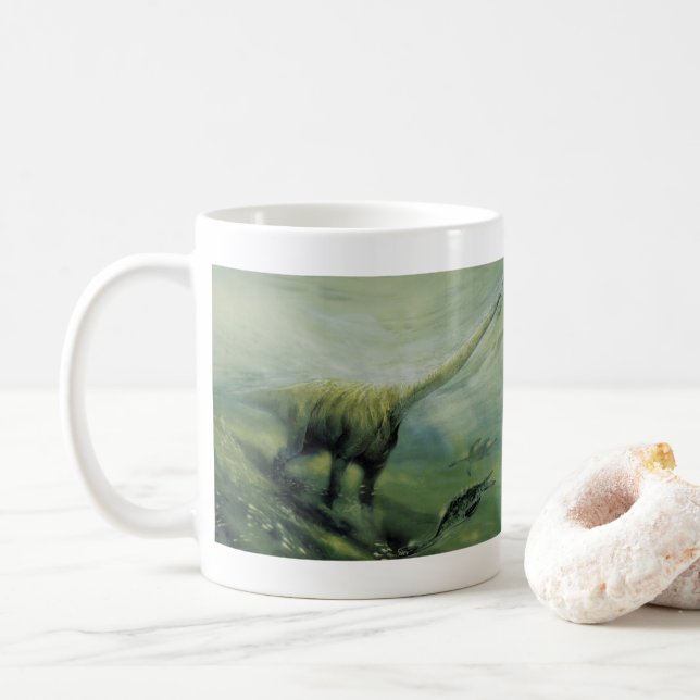 Mug Dinosaures vintages, Brachiosaurus Nager dans l'oc (Avec donut)