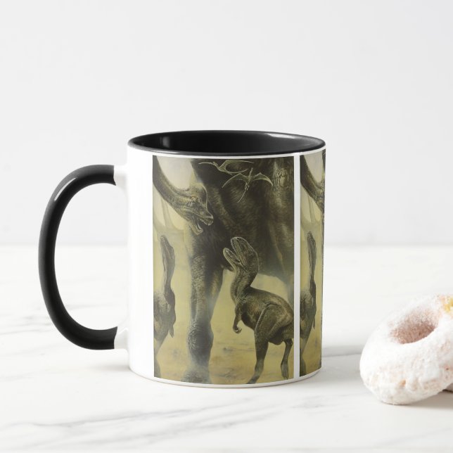 Mug Dinosaures vintages, Torvosaurus et Brachiosaurus (Avec donut)