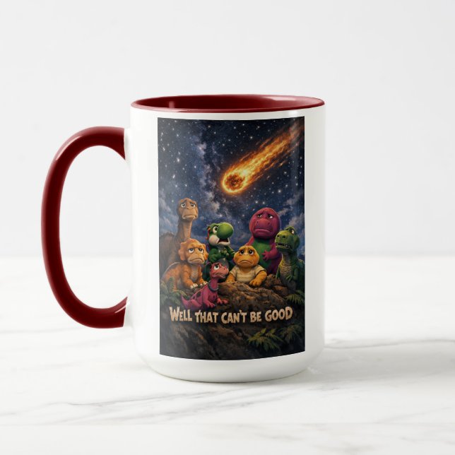 Mug Dinosaurs Looking Up at Incoming Meteor (Gauche)