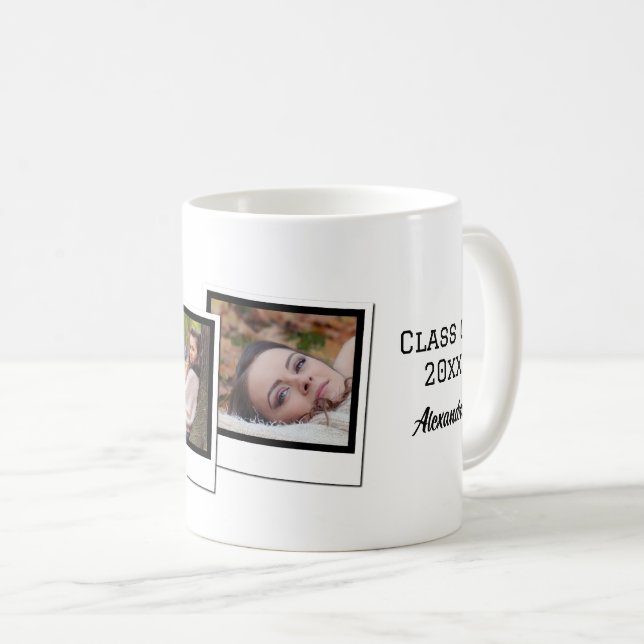 Mug Diplôme de 3 images instantanées personnalisées (Devant droit)