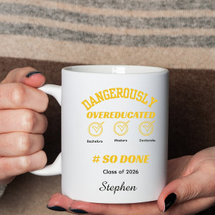 Mug Diplôme de fin d'études drôle or et noir
