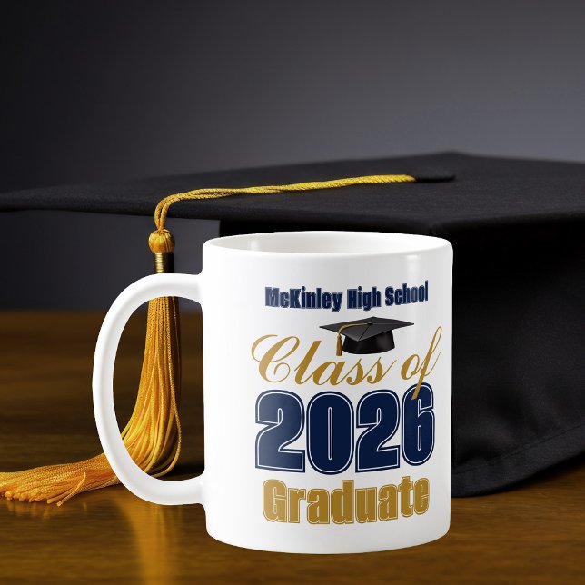 Mug Diplômé de la promotion 2026 bleu marine or (Créateur téléchargé)