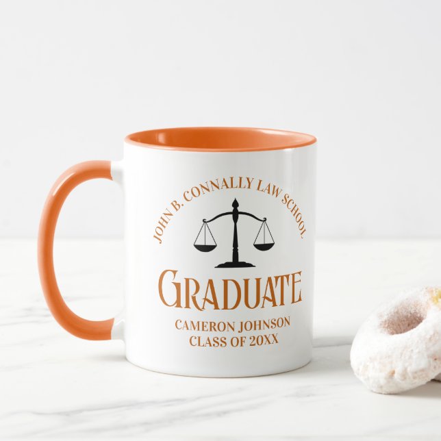 Mug Diplôme de l'école de droit Orange personnalisé (Avec donut)