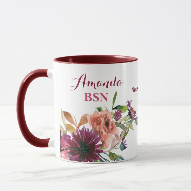 Mug Diplôme de l'école d'infirmières BSN Wild Flowers  (Gauche)